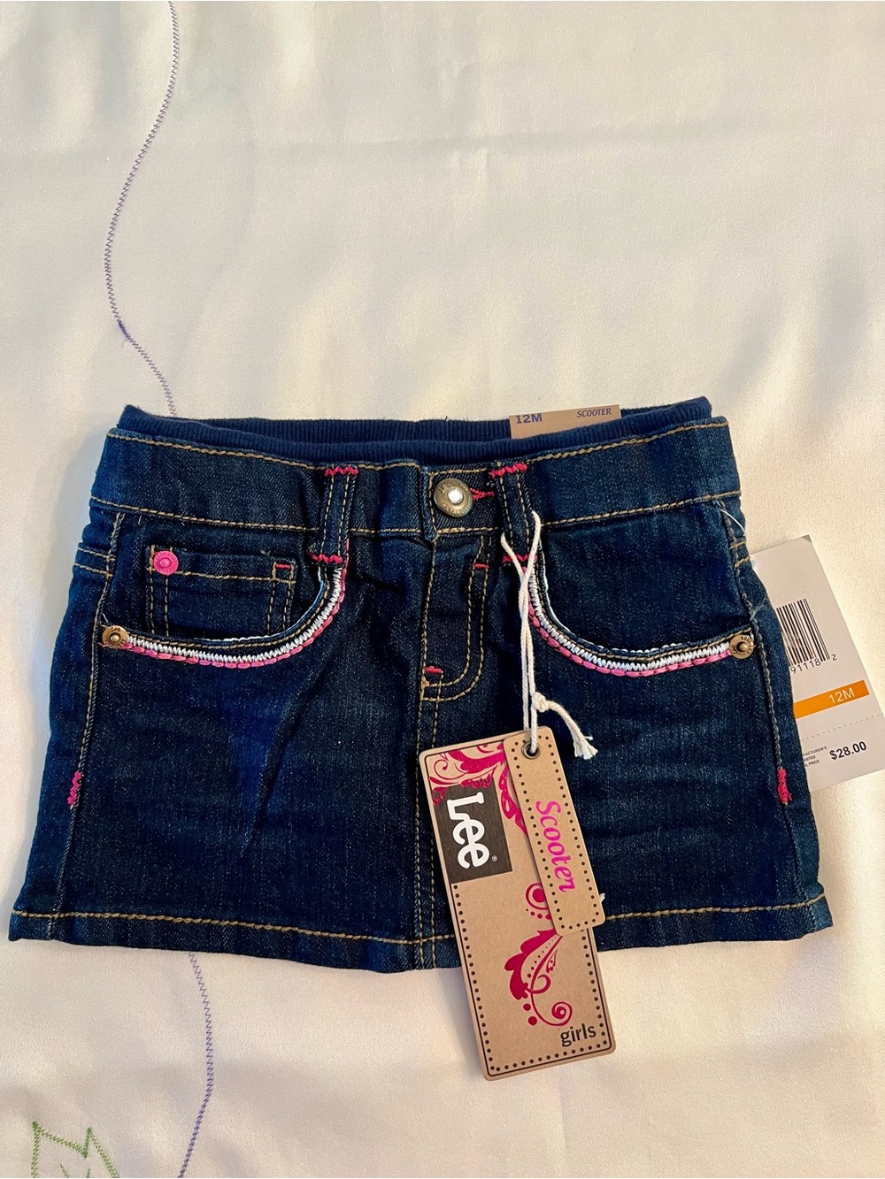 Lee Dark Blue Denim Skort with Pink Trim
